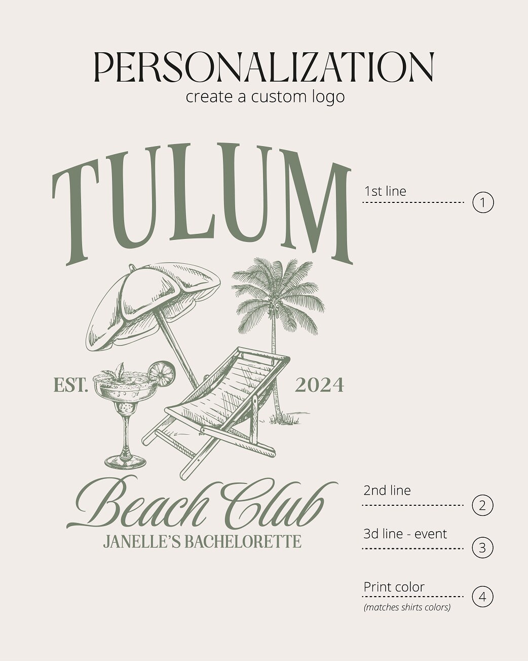 Tulum Bachelorette Shirts: Custom Beach Tropical Bridal Party Tees image 2