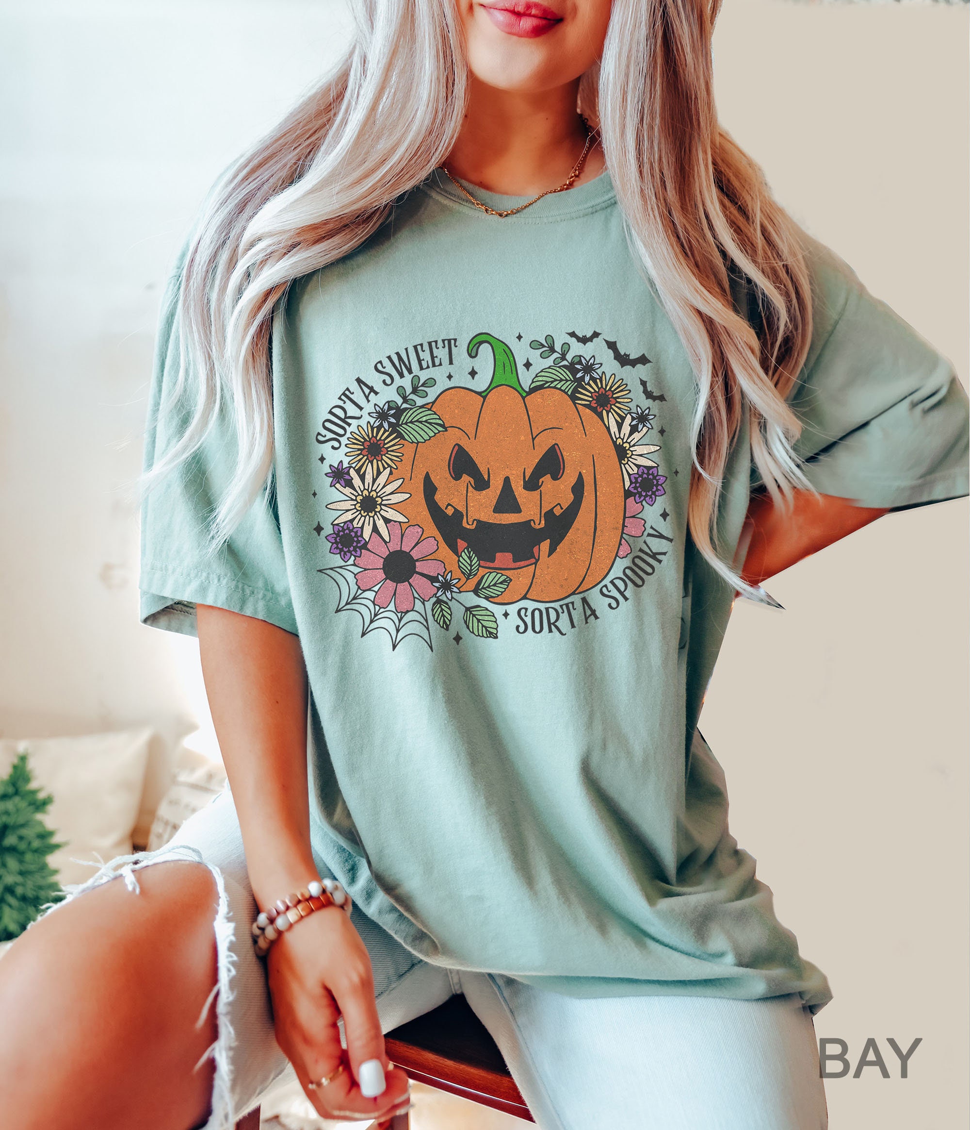 Comfort Colors Sorta Sweet Sorta Spooky Halloween Shirt | Funny Pumpkin Tee image 5