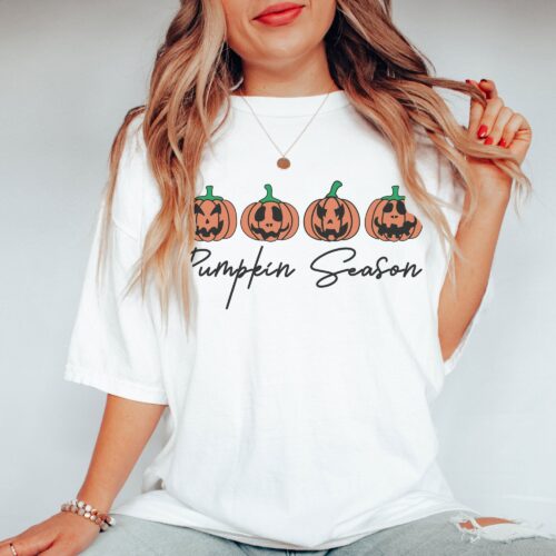 Pumpkin Season Halloween Shirt | Spooky Skeleton Tee Gift image 0