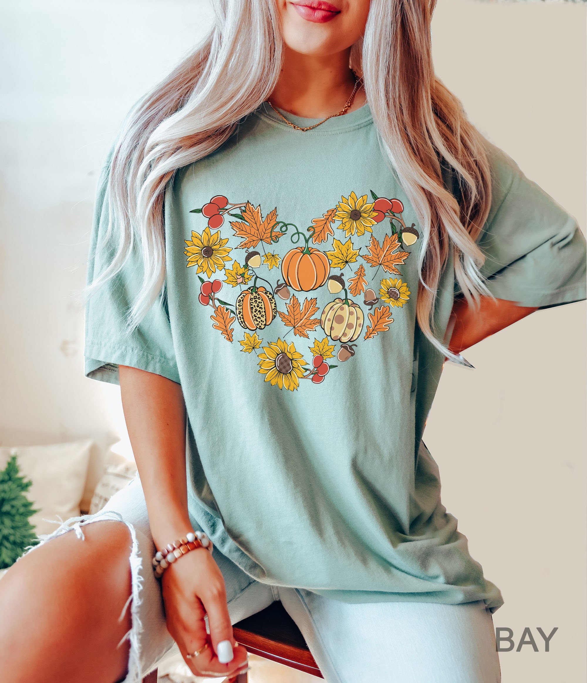 Fall Heart T-Shirt | Pumpkin Season & Halloween Top Tee image 5