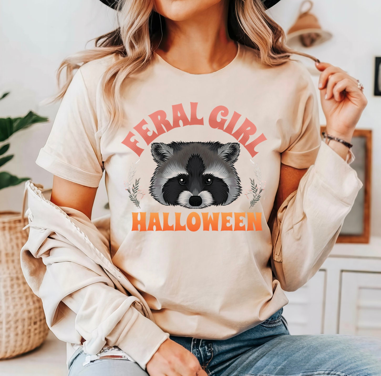 Feral Girl Halloween Shirt Raccoon Halloween Tee image 3