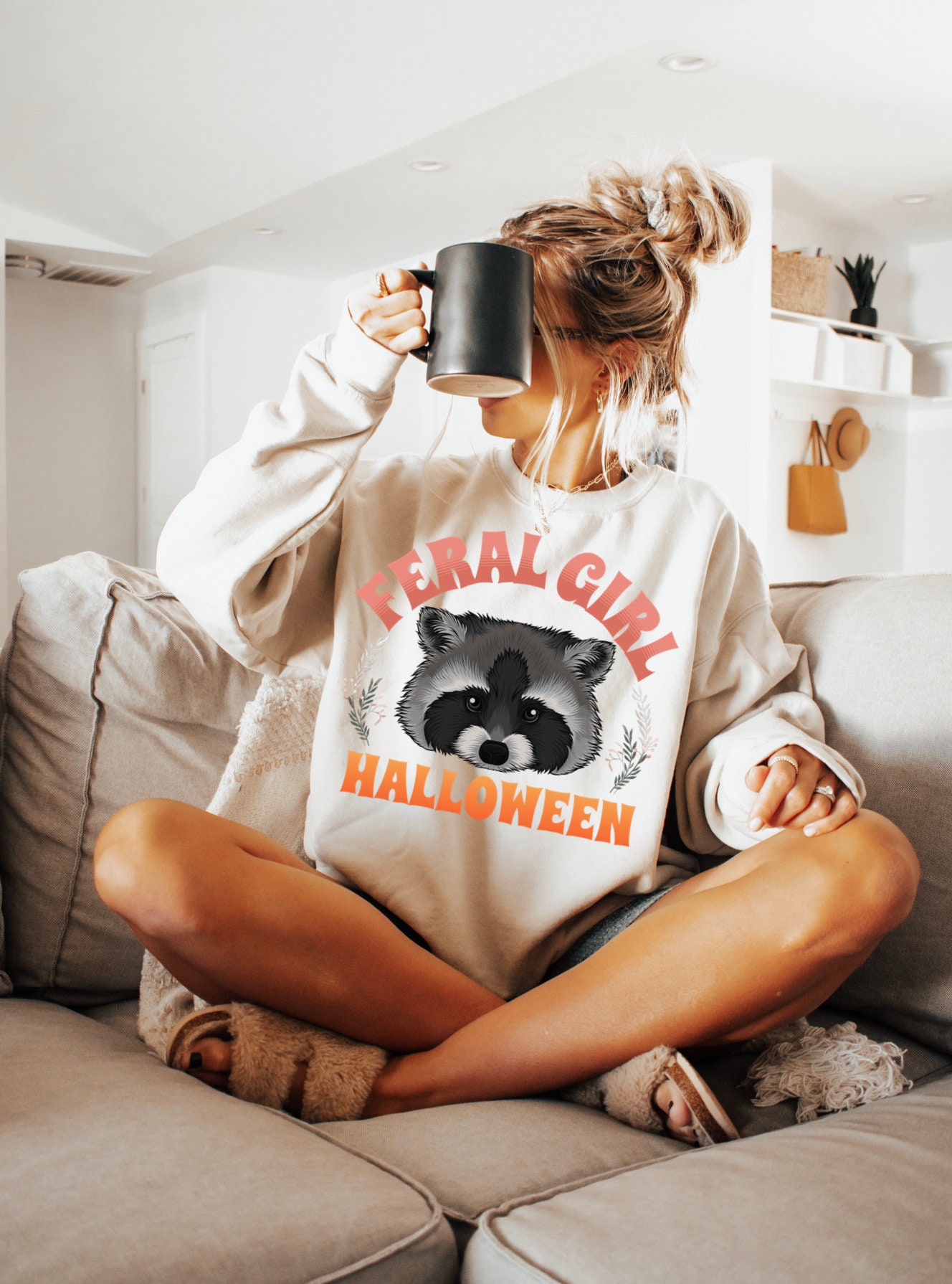 Feral Girl Halloween Shirt Raccoon Halloween Tee image 2