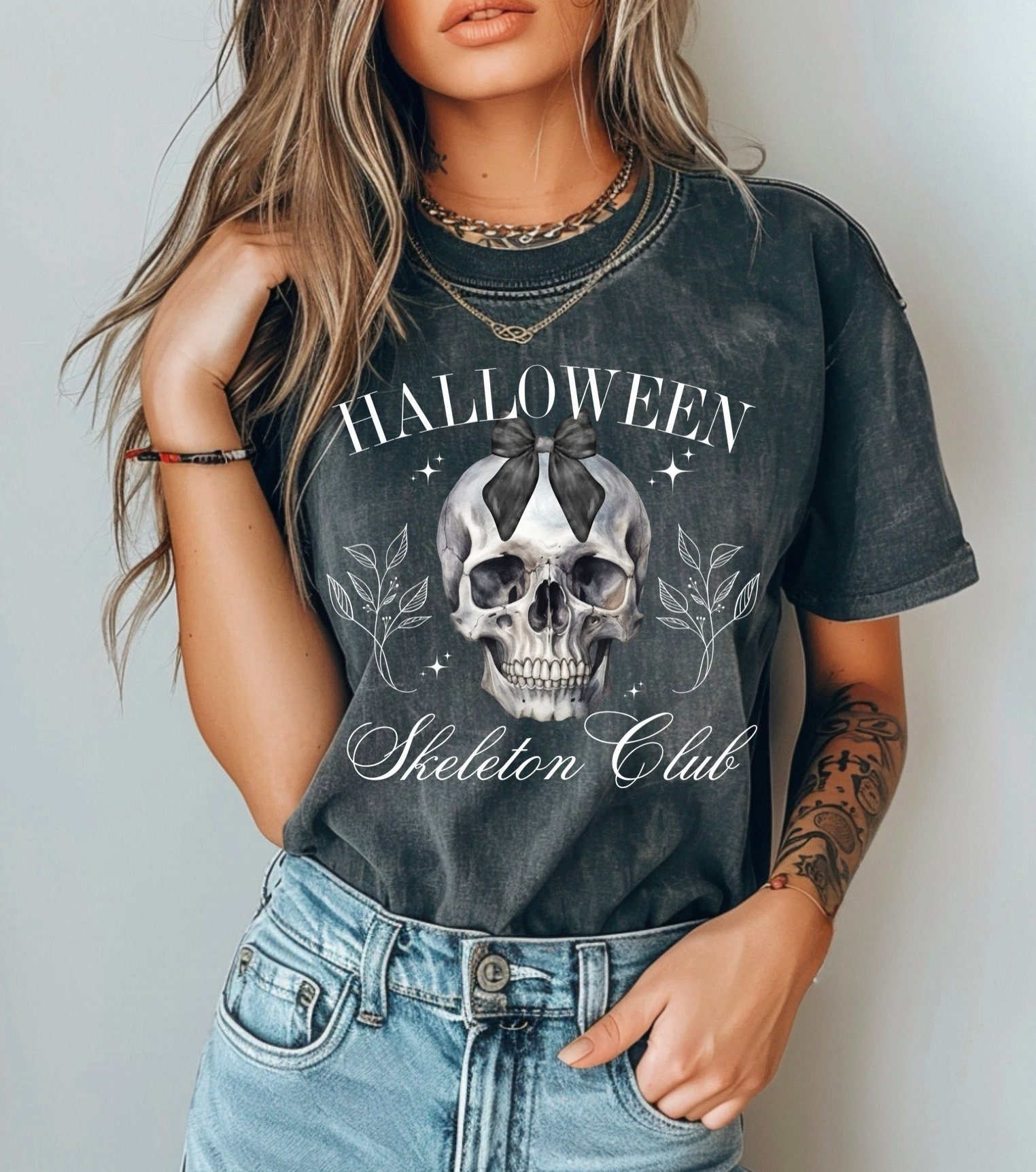 Scary Skeleton Social Club Shirt Coquette Halloween Tee image 9