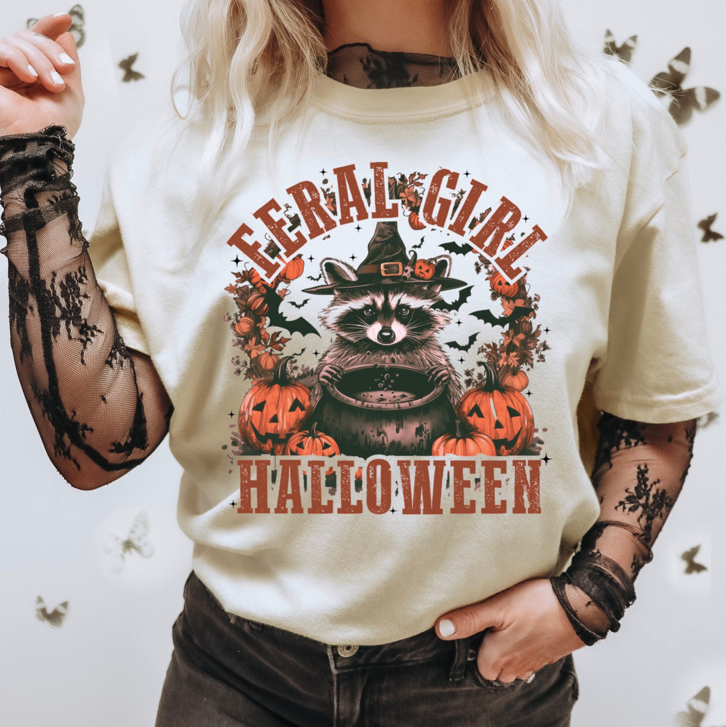 Feral Girl Halloween Raccoon Shirt image 1