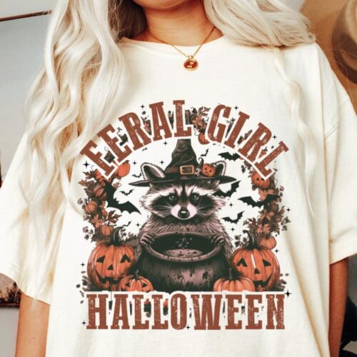 Feral Girl Halloween Raccoon Shirt image 0