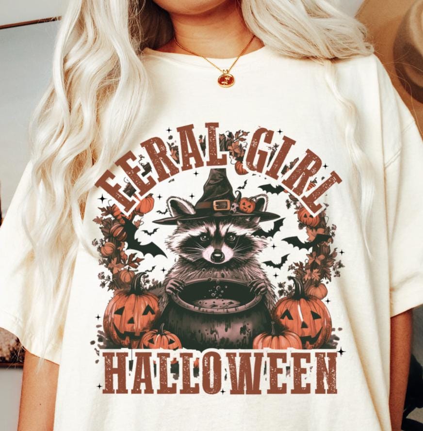 Feral Girl Halloween Raccoon Shirt image 0
