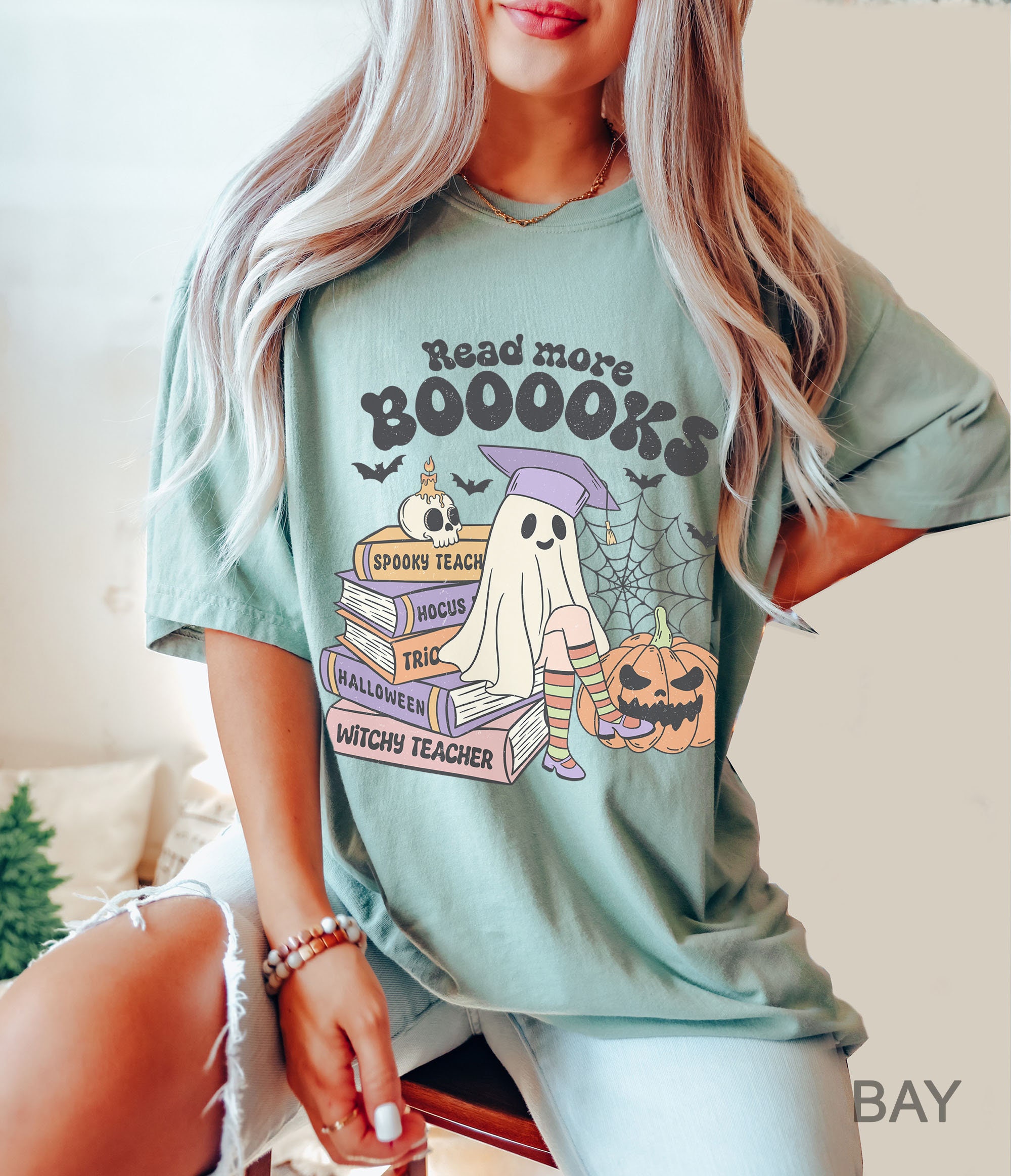 Read More Booooks Retro Halloween Shirt | Book Lover Gift Holiday Apparel image 5