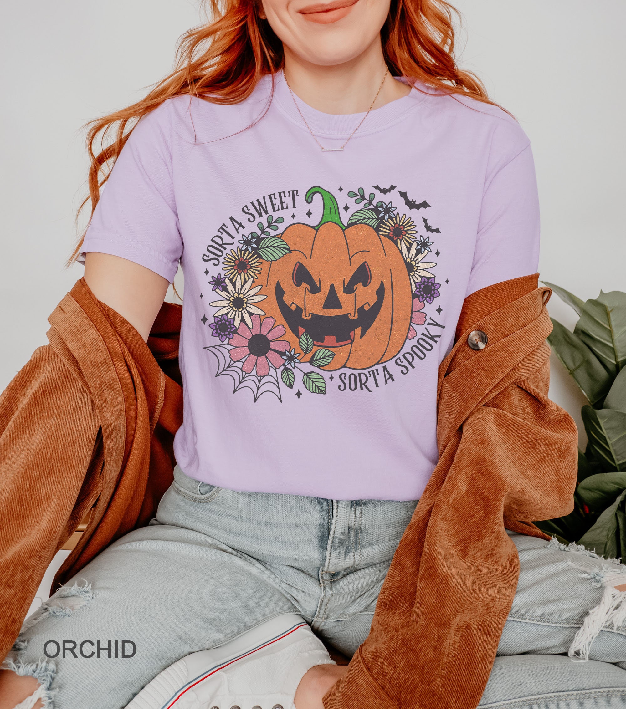 Comfort Colors Sorta Sweet Sorta Spooky Halloween Shirt | Funny Pumpkin Tee image 1