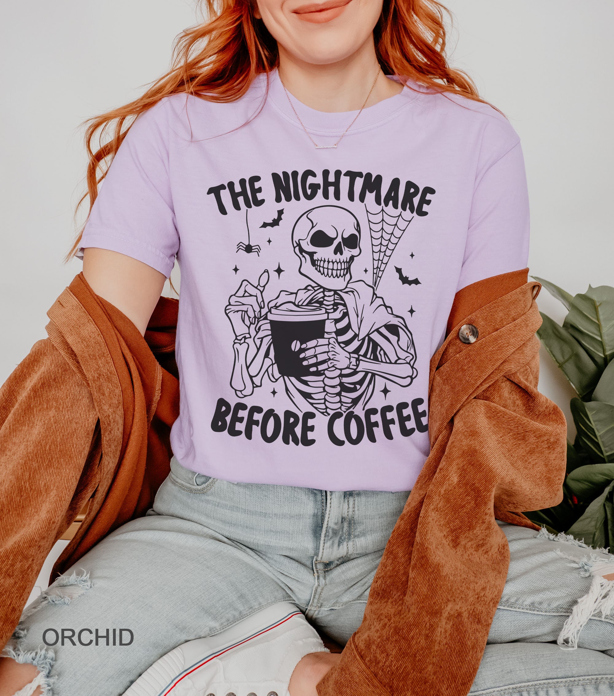 Nightmare Before Coffee Halloween Shirt | Funny Skeleton Tee image 5