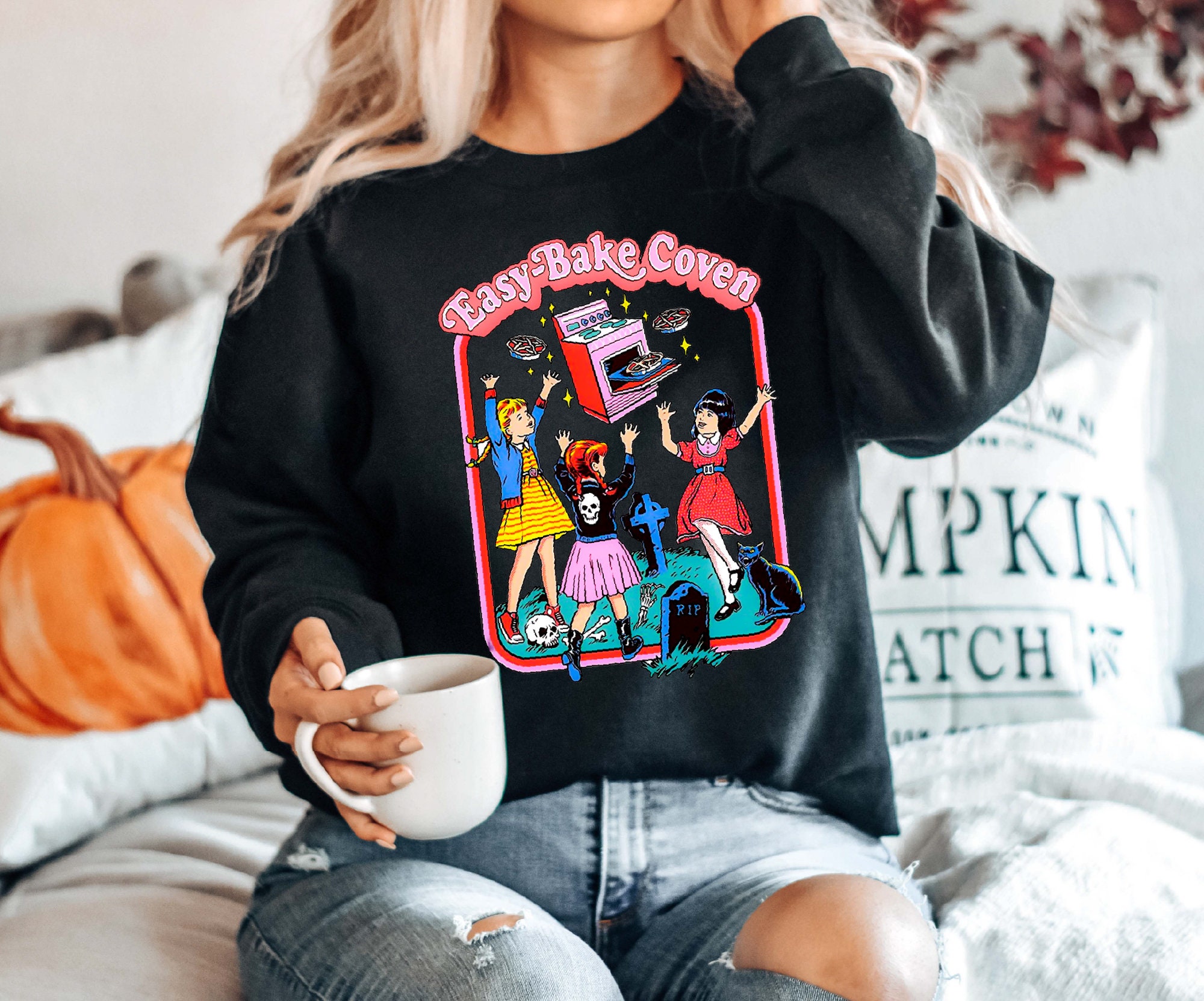 Retro Halloween Sweatshirt: 90s Style Matching Shirt for Happy Halloween image 7