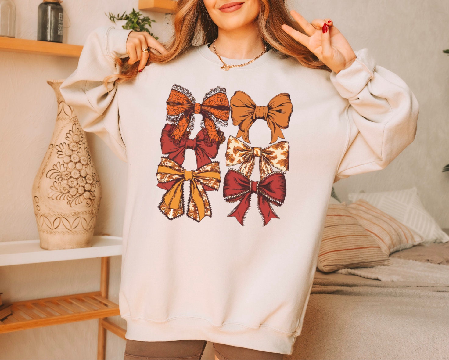 Thanksgiving Fall Coquette Bow Shirt image 1