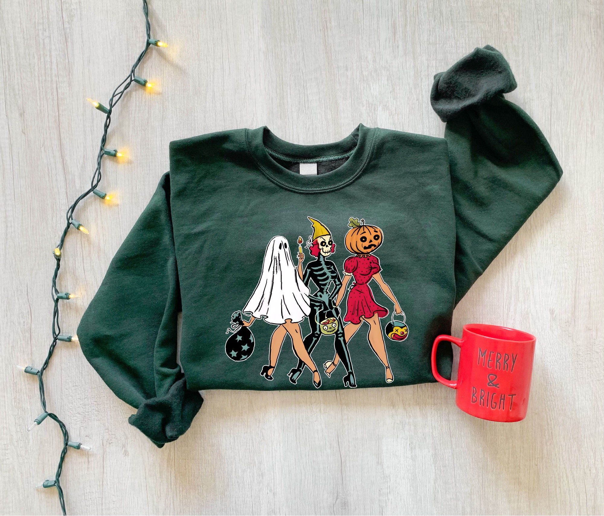 Retro Dancing Skeleton Sweatshirt: Halloween & Fall Gift image 8