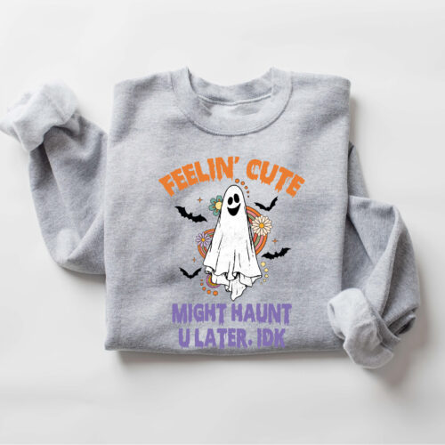 Cute Ghost Sweatshirt: Halloween Haunt & Fall Gift image 1