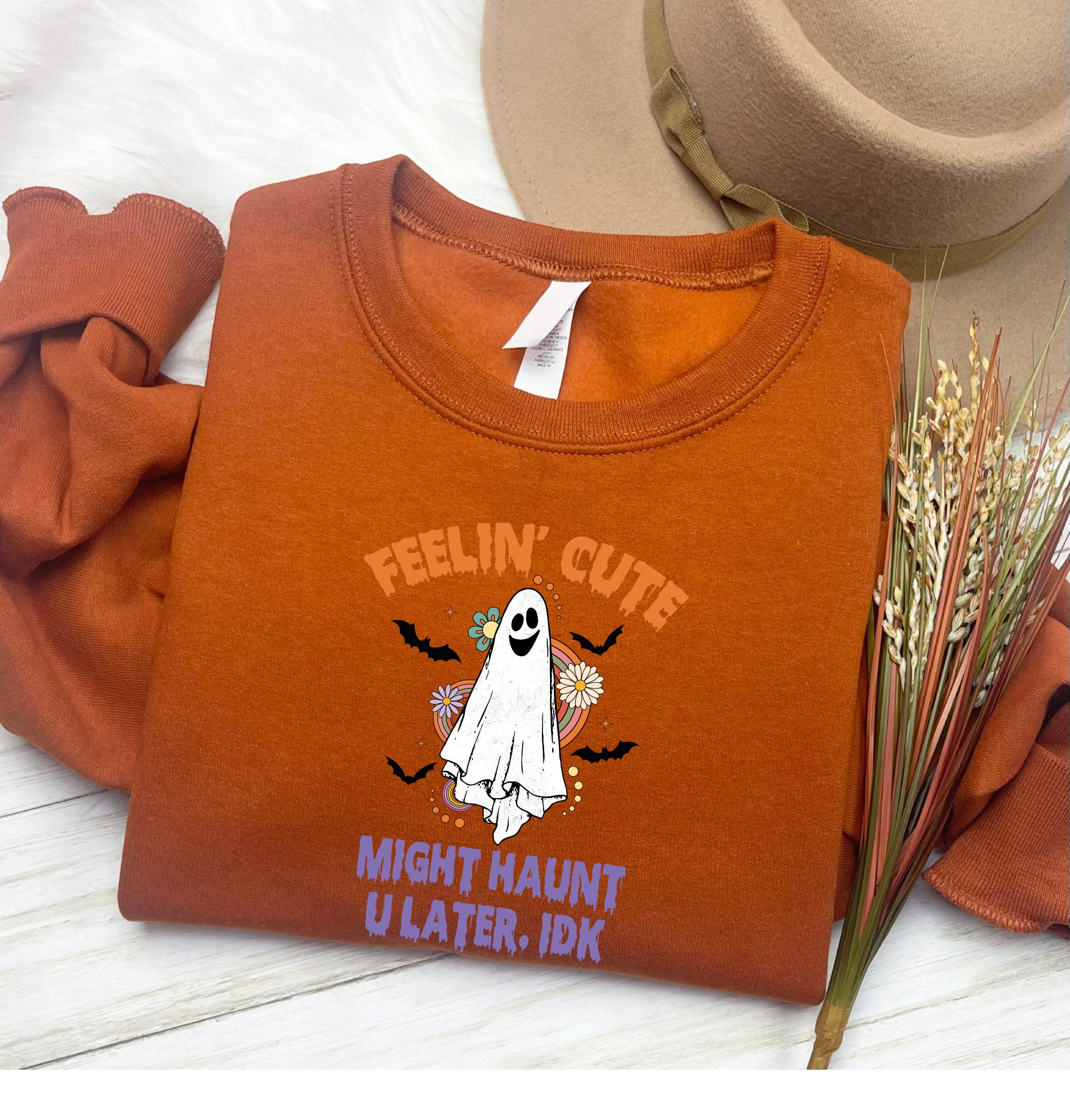 Cute Ghost Sweatshirt: Halloween Haunt & Fall Gift image 6