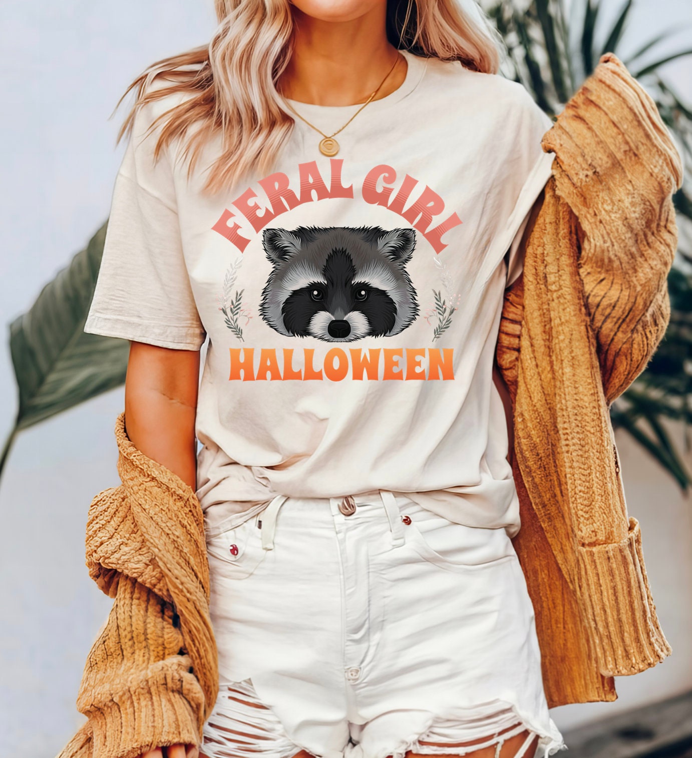 Feral Girl Halloween Shirt Raccoon Halloween Tee image 0