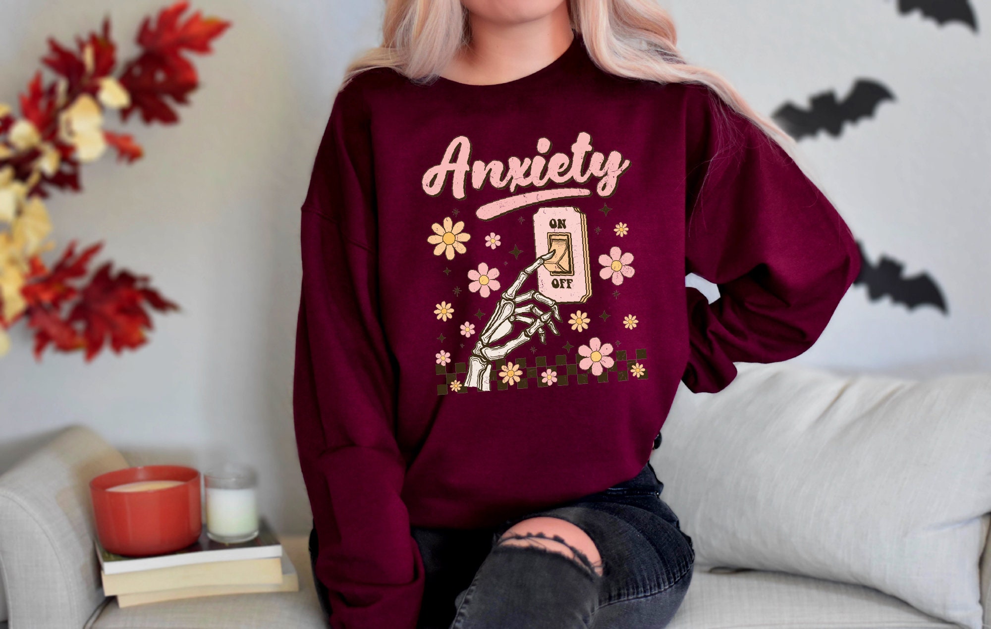 Funny Sarcastic Skeleton Sweatshirt: Women's Halloween Gift for Spooky Season image 2