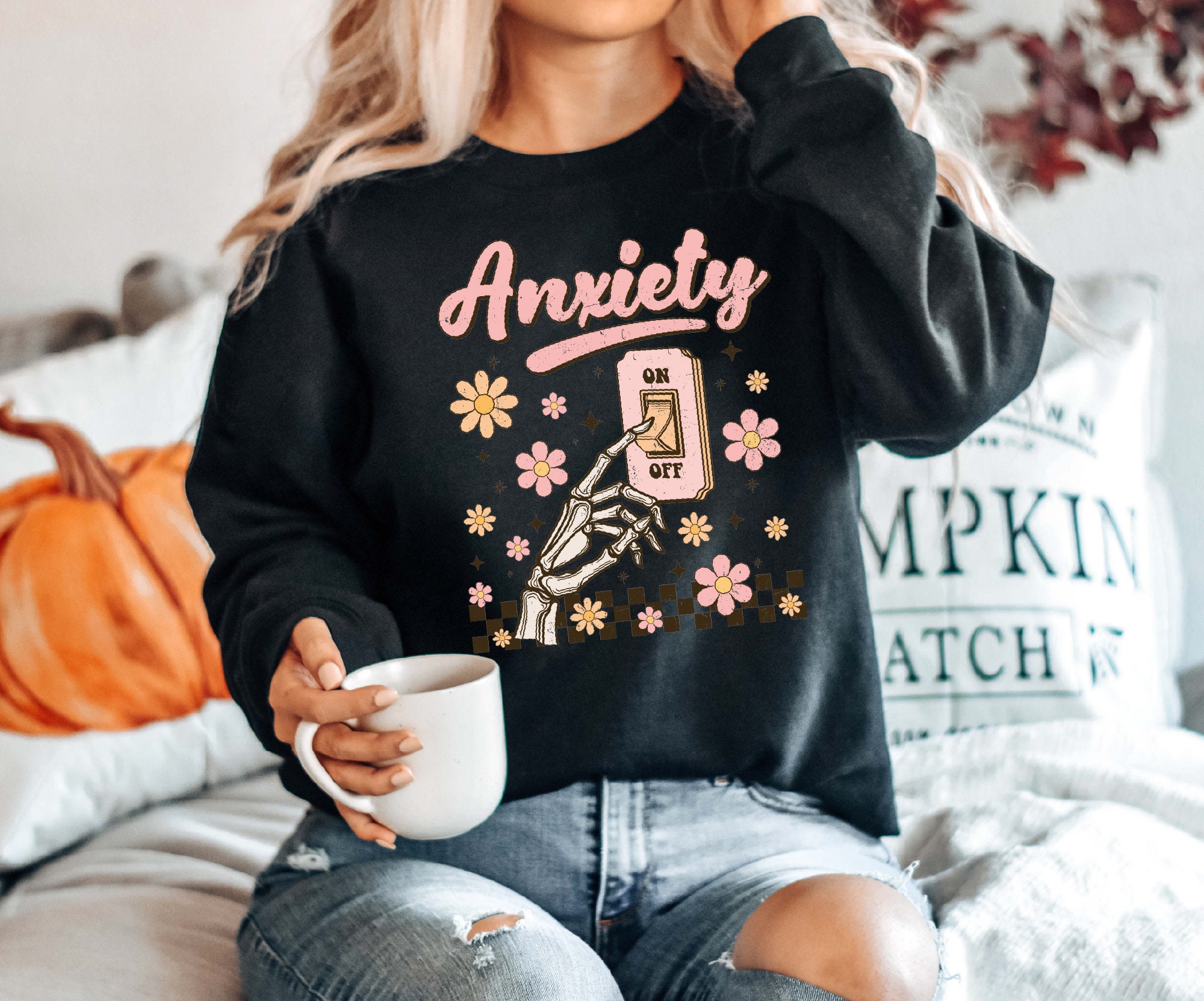 Funny Sarcastic Skeleton Sweatshirt: Women's Halloween Gift for Spooky Season image 4