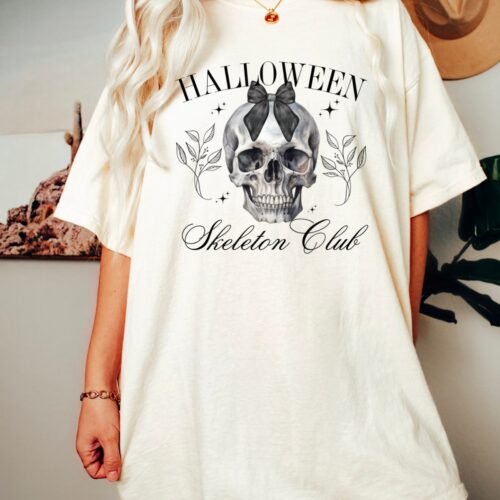 Scary Skeleton Social Club Shirt Coquette Halloween Tee image 0