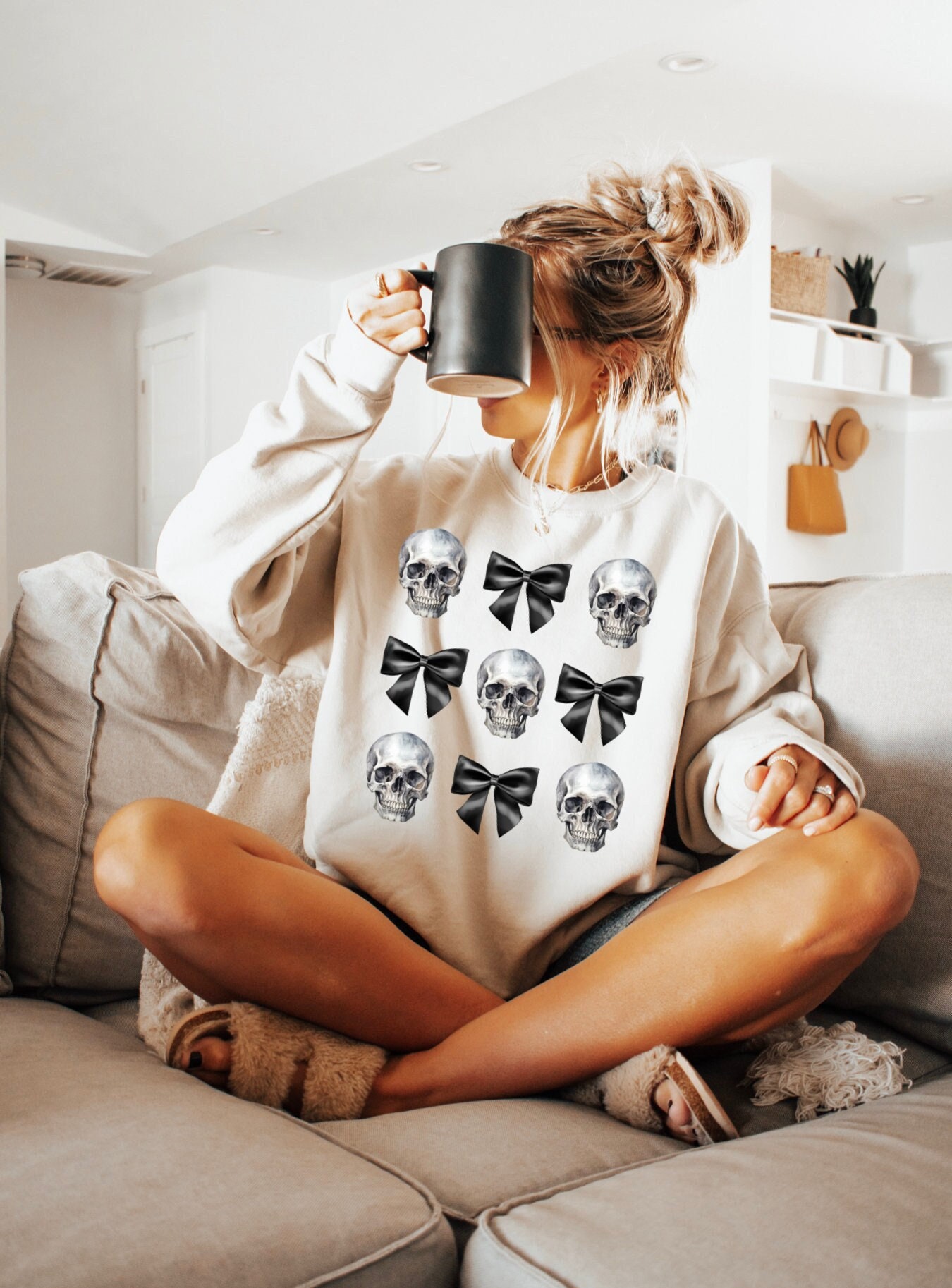 Coquette Bow Skeleton Halloween Sweatshirt image 0