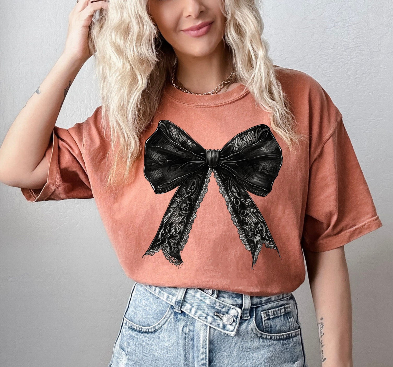 Girly Halloween Gothic Coquette Bow Shirt image 3