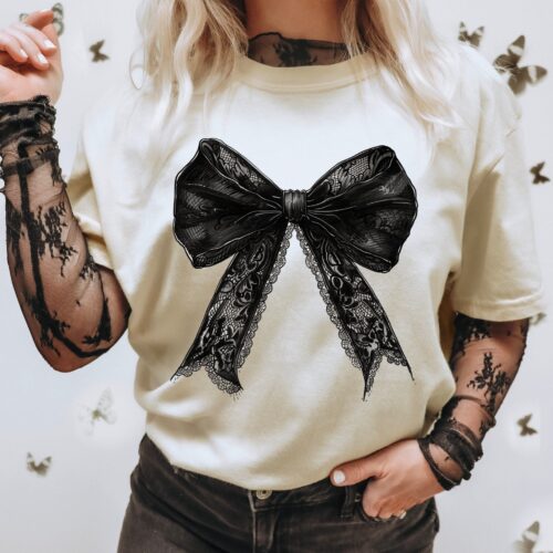 Girly Halloween Gothic Coquette Bow Shirt image 0