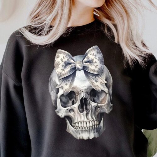 Cute Fall Sweatshirt: Girly Skeleton Shirt Happy Halloween image 0