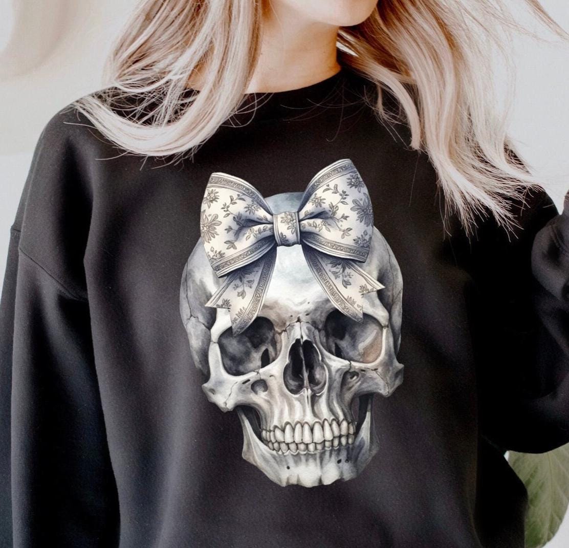 Cute Fall Sweatshirt: Girly Skeleton Shirt Happy Halloween image 0