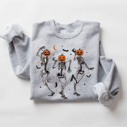 Cute Dancing Skeleton Sweatshirt: Women's Halloween Gift image 1