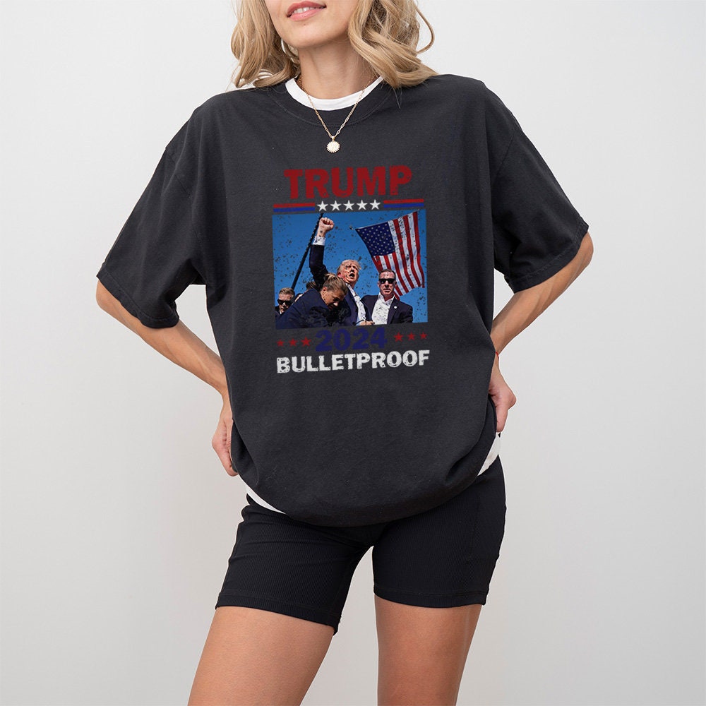 Trump 2024 Bulletproof Shirt Trump Survived Shooter Tee MAGA Trump Supporter image 1