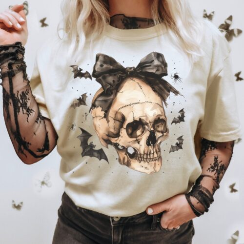 Coquette Skeleton Halloween Shirt image 0