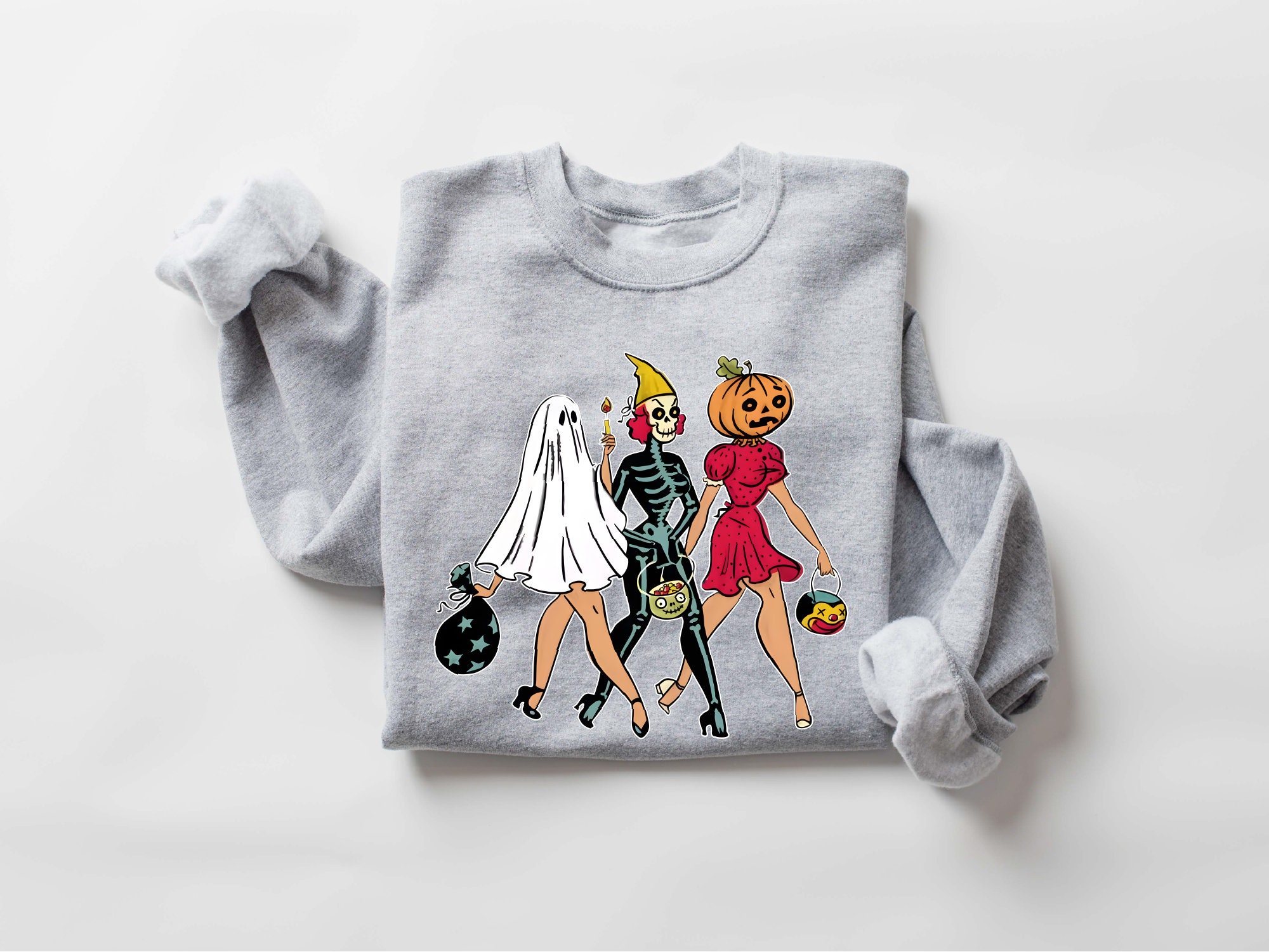 Retro Dancing Skeleton Sweatshirt: Halloween & Fall Gift image 4