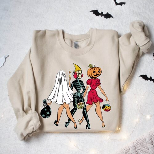 Retro Dancing Skeleton Sweatshirt: Halloween & Fall Gift image 0