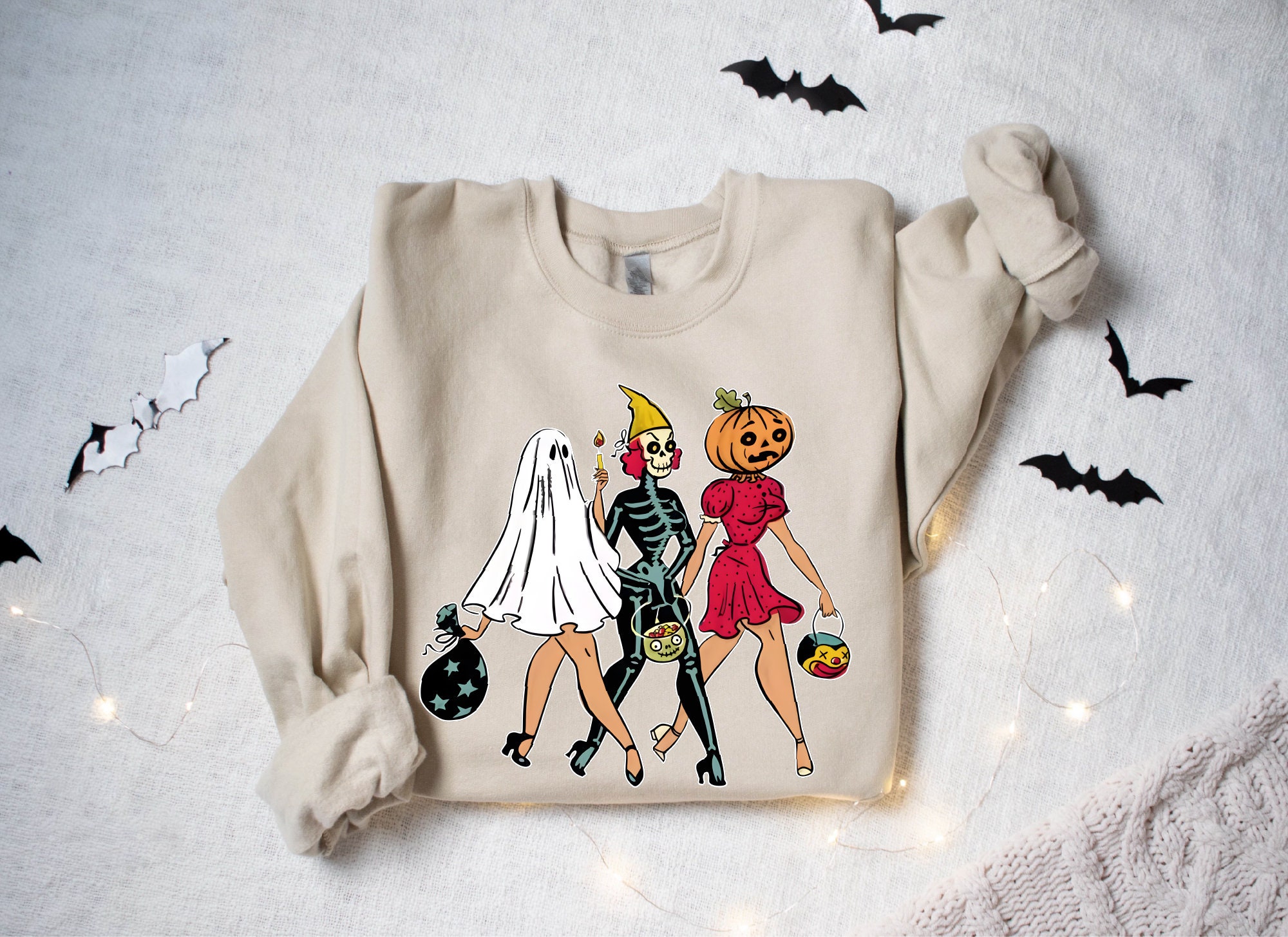 Retro Dancing Skeleton Sweatshirt: Halloween & Fall Gift image 0
