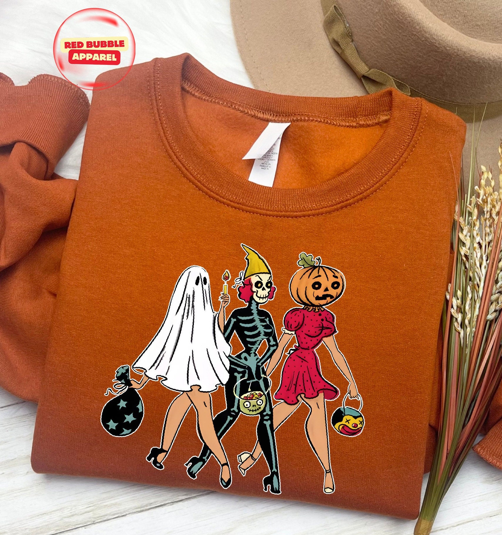 Retro Dancing Skeleton Sweatshirt: Halloween & Fall Gift image 1