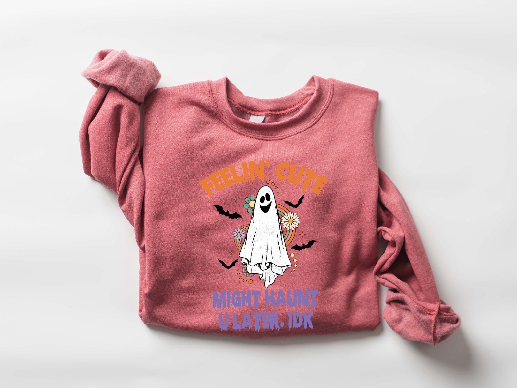 Cute Ghost Sweatshirt: Halloween Haunt & Fall Gift image 3