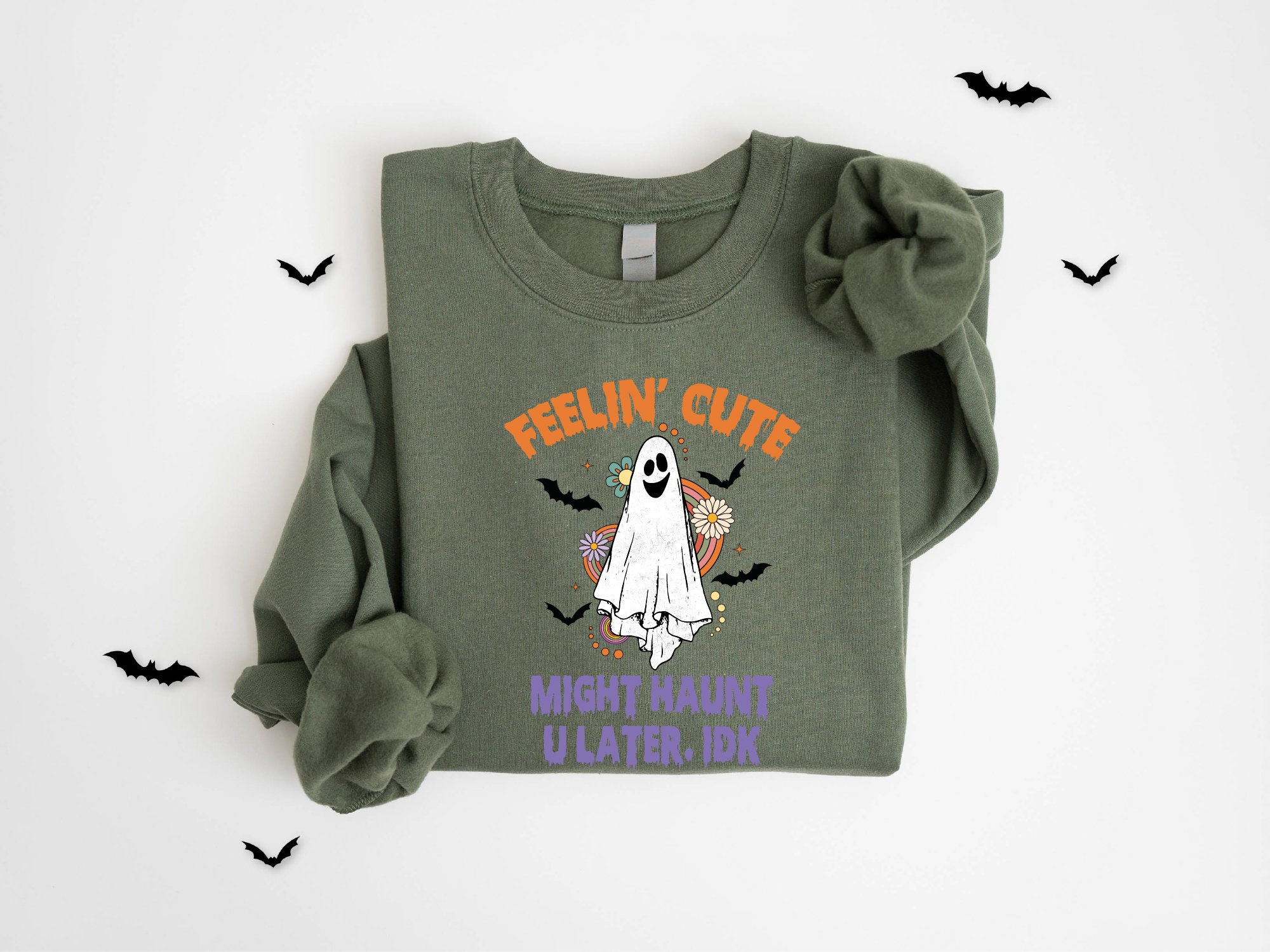 Cute Ghost Sweatshirt: Halloween Haunt & Fall Gift image 4