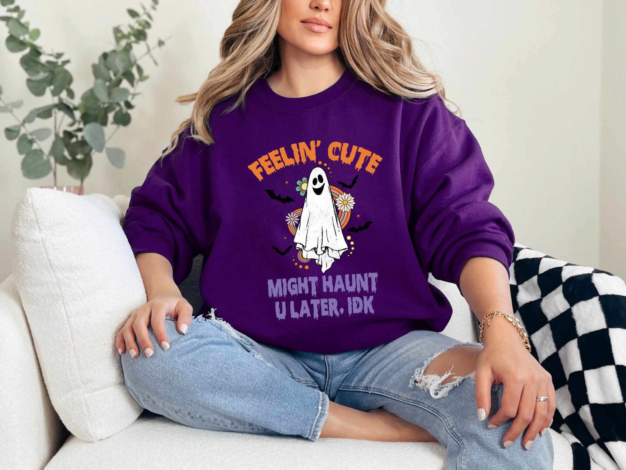 Cute Ghost Sweatshirt: Halloween Haunt & Fall Gift image 5