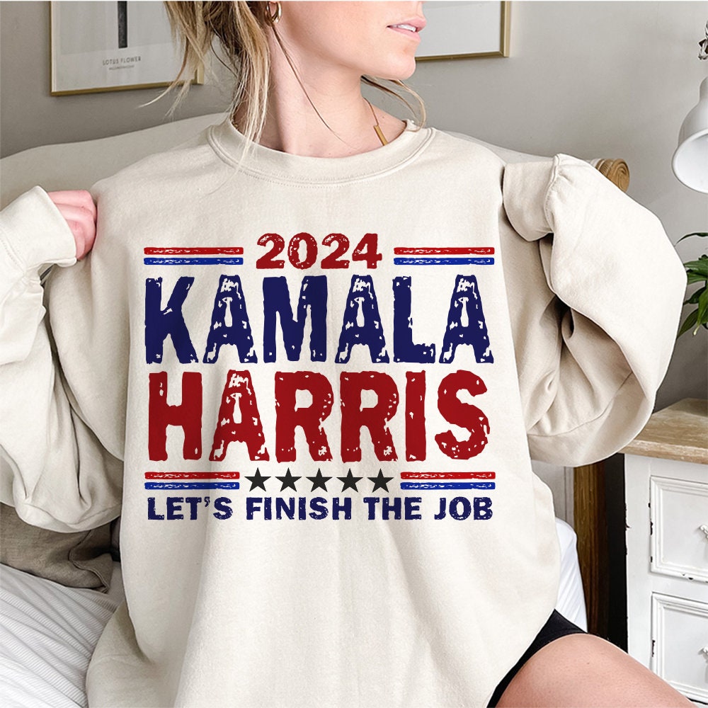 Kamala Harris 2024 Let's Finish the Job Shirt Women's Power Election image 3