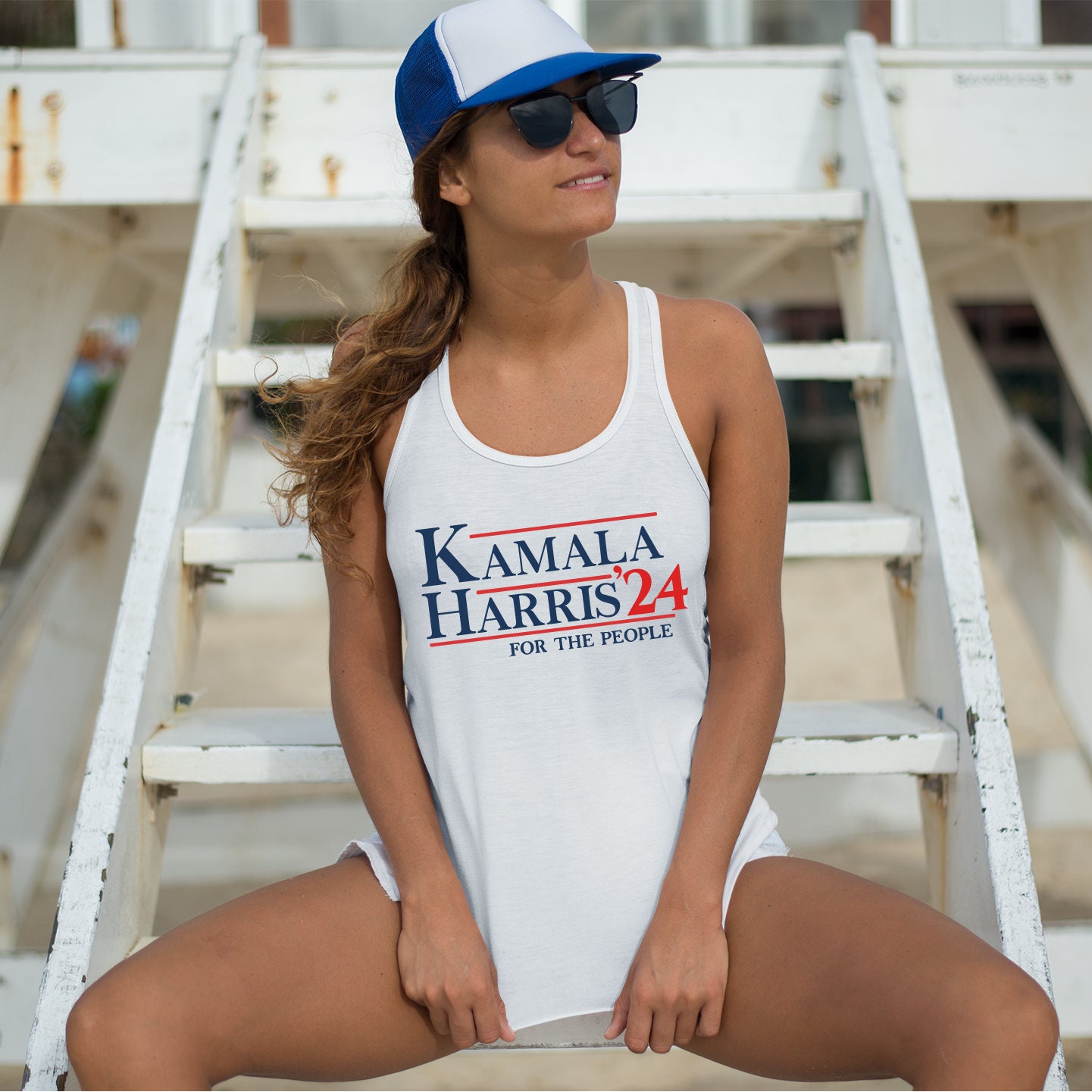 Kamala Harris 2024 For The People Tank Top Madam President Election Shirt image 1