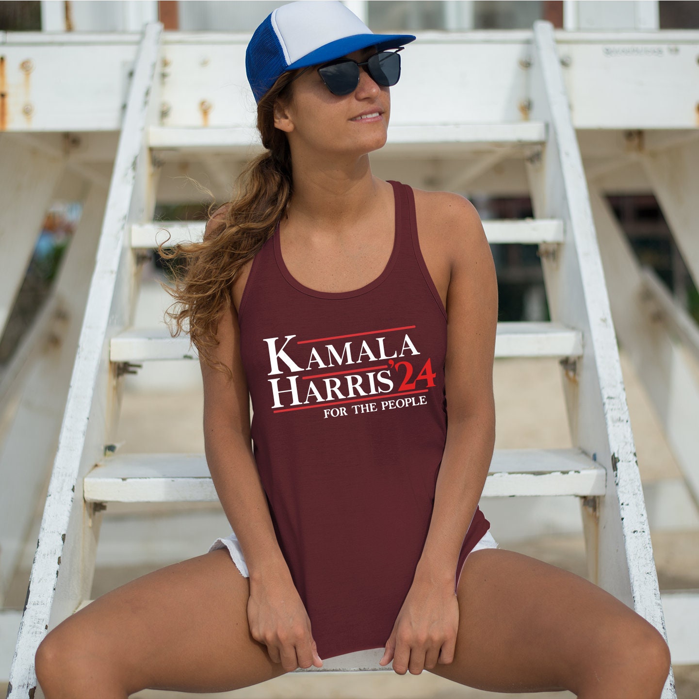 Kamala Harris 2024 For The People Tank Top Madam President Election Shirt image 2