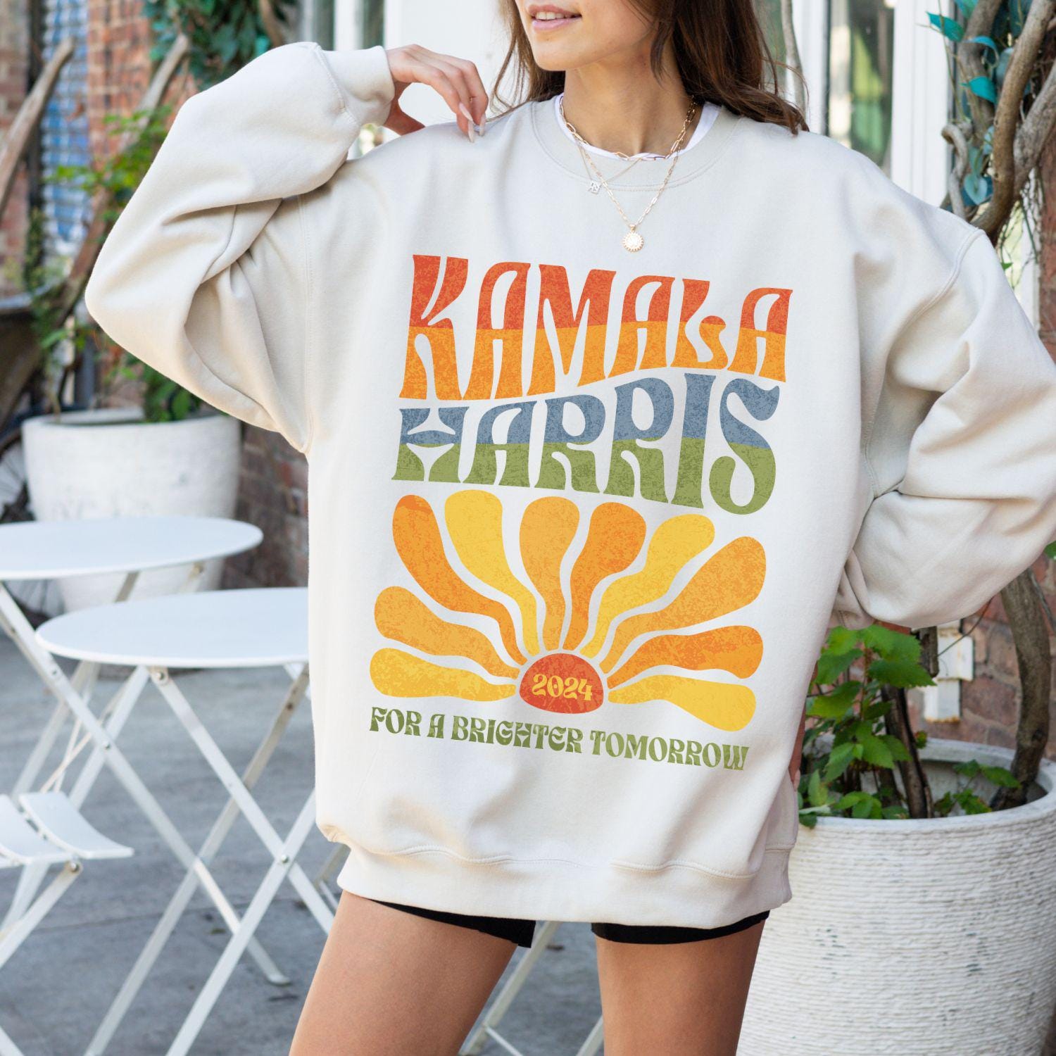 Kamala Harris 2024 Sweatshirt Vintage Boho Hoodie Retro Election Feminist image 3