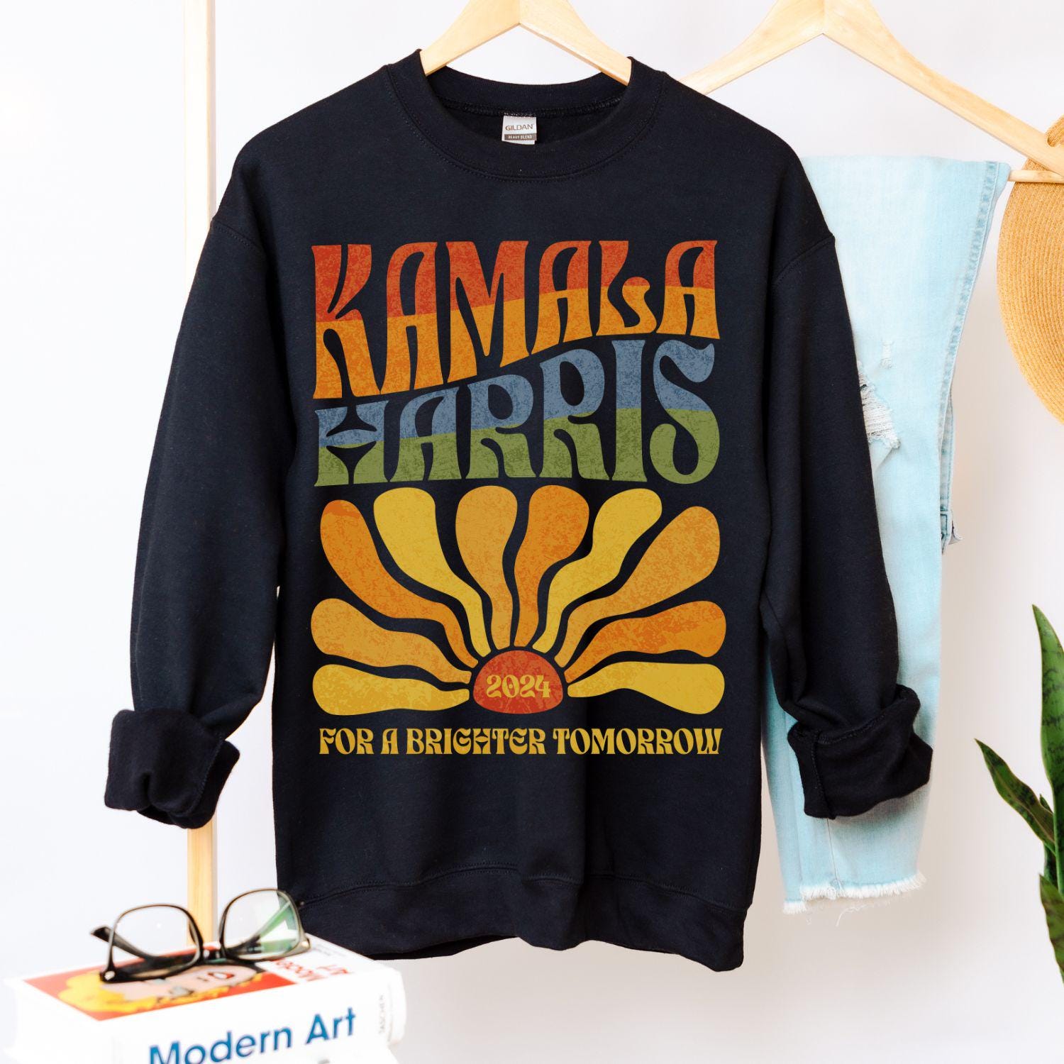 Kamala Harris 2024 Sweatshirt Vintage Boho Hoodie Retro Election Feminist image 5