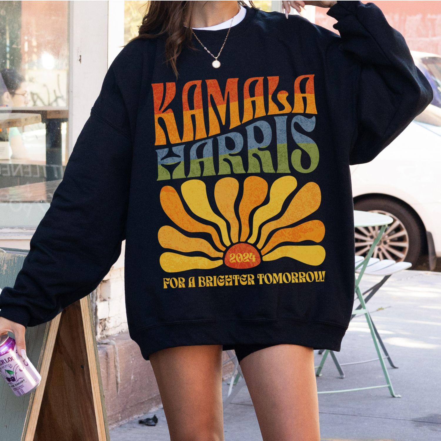 Kamala Harris 2024 Sweatshirt Vintage Boho Hoodie Retro Election Feminist image 4