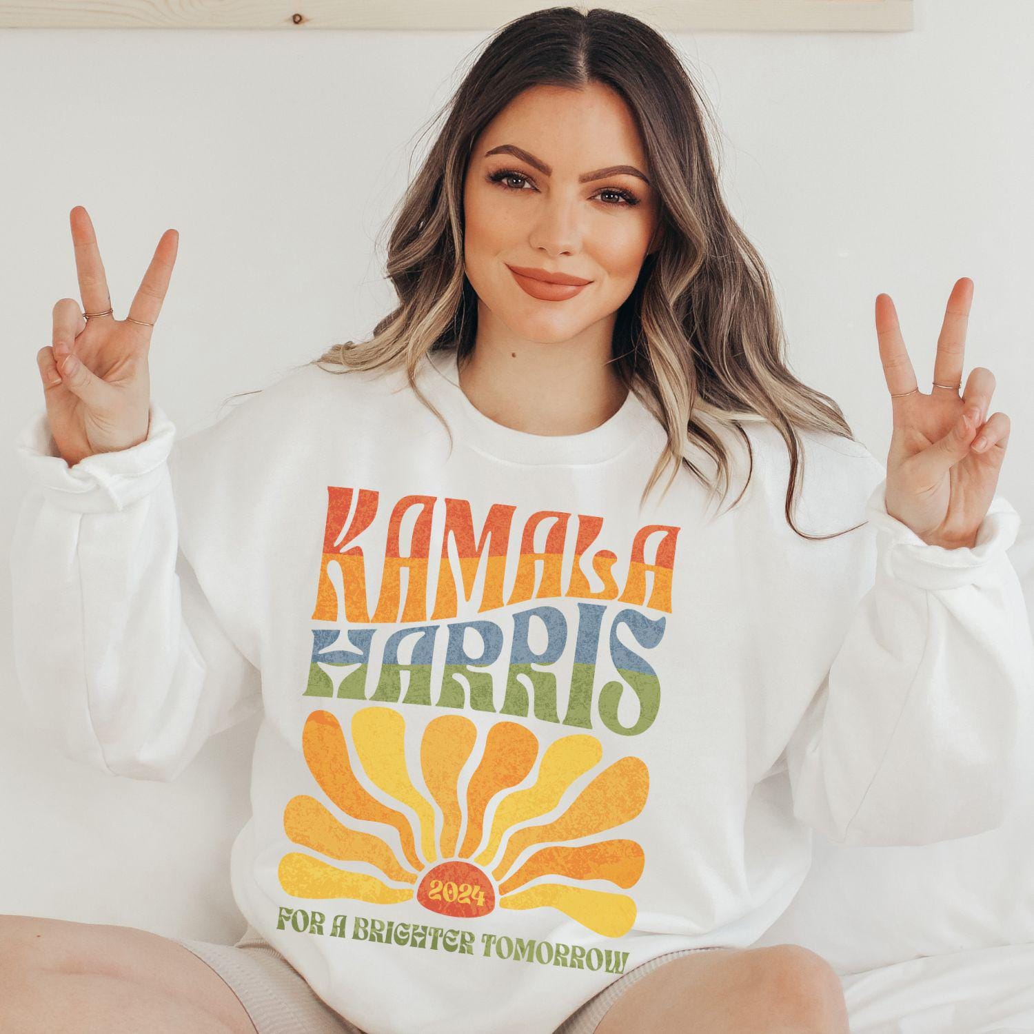 Kamala Harris 2024 Sweatshirt Vintage Boho Hoodie Retro Election Feminist image 6