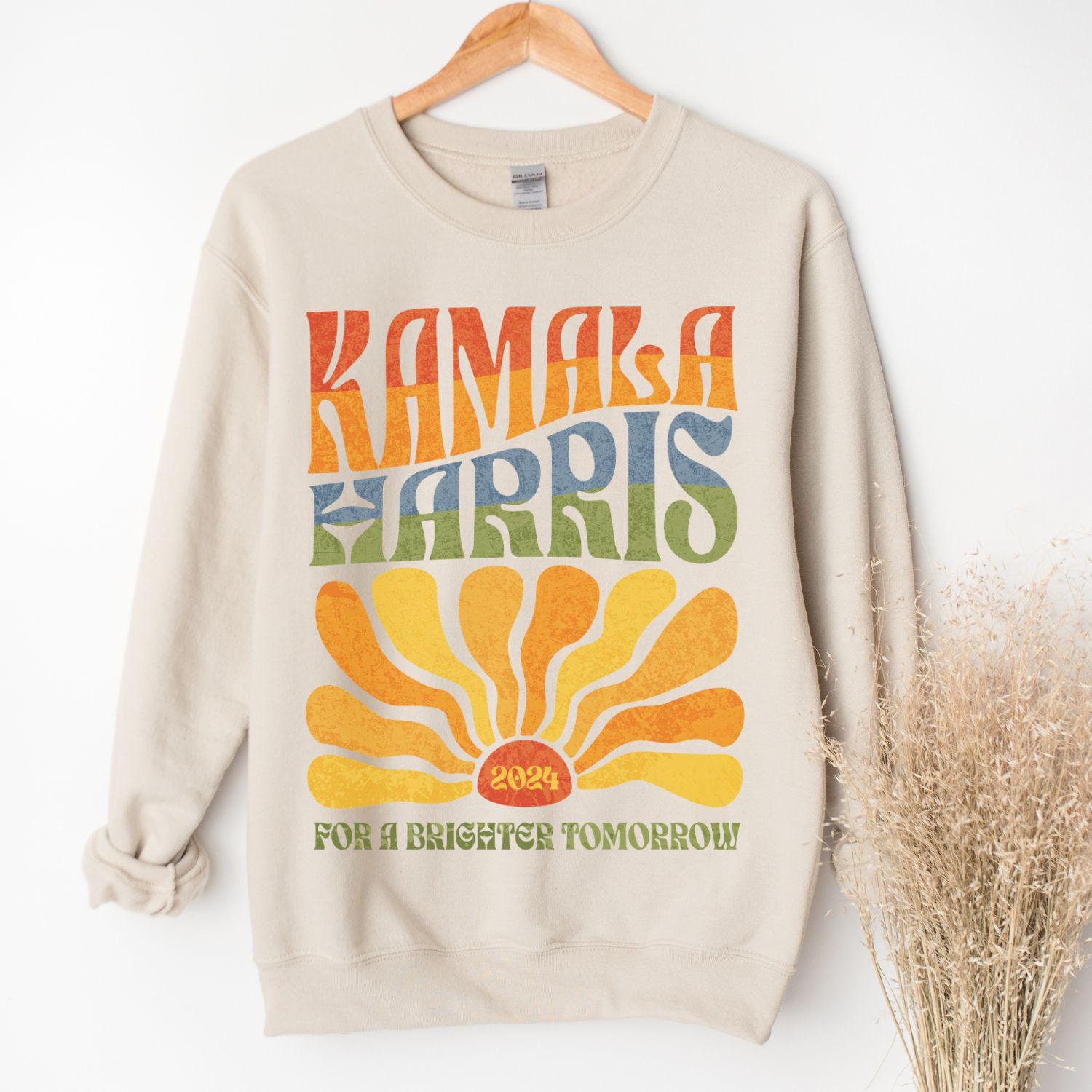 Kamala Harris 2024 Sweatshirt Vintage Boho Hoodie Retro Election Feminist image 2