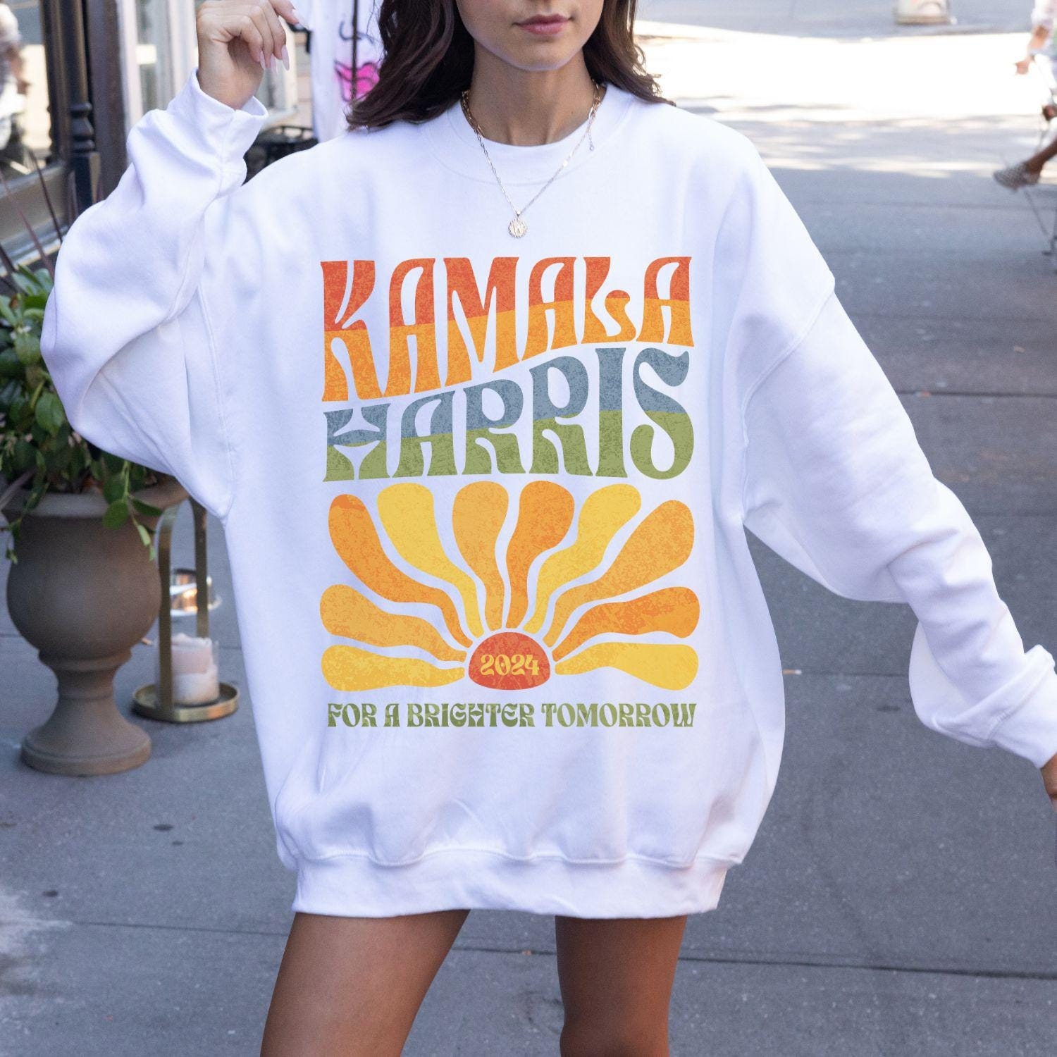 Kamala Harris 2024 Sweatshirt Vintage Boho Hoodie Retro Election Feminist image 1