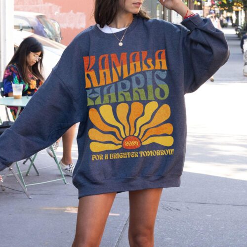 Kamala Harris 2024 Sweatshirt Vintage Boho Hoodie Retro Election Feminist image 0