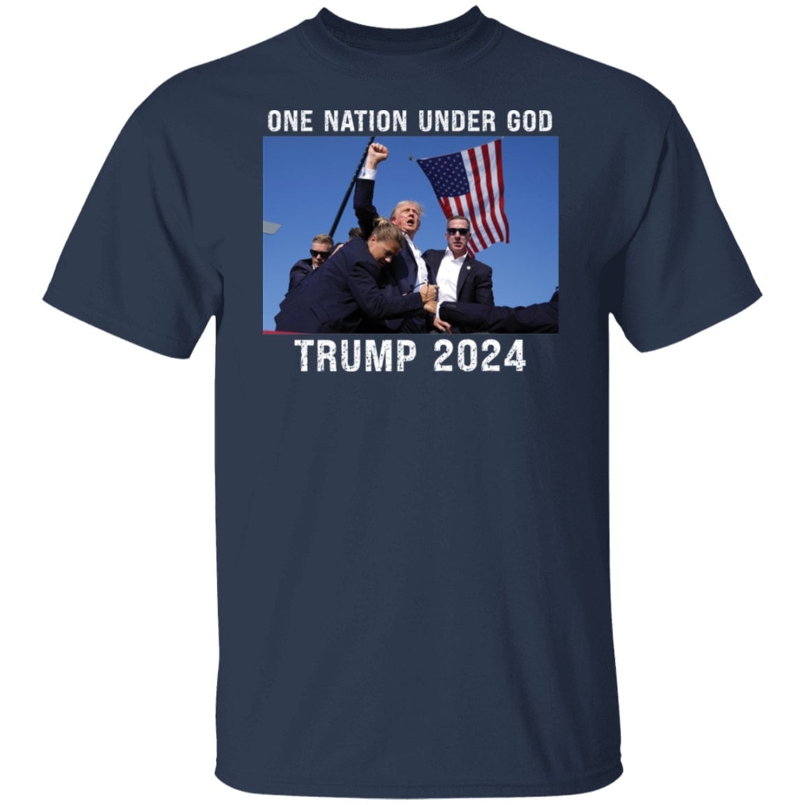 Trump 2024 T-Shirt One Nation Under God Patriotic Shirt Political Graphic Tee image 2