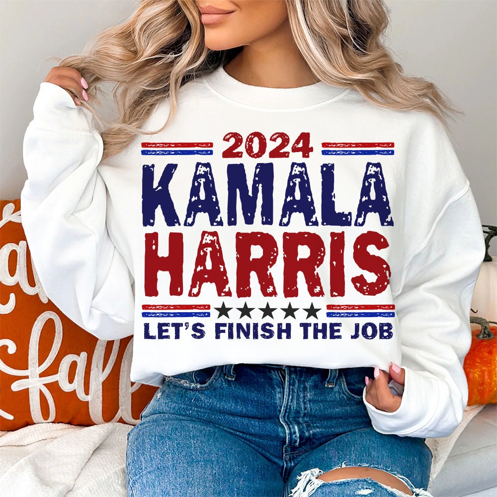 Kamala Harris 2024 Let's Finish the Job Shirt Women's Power Election image 4