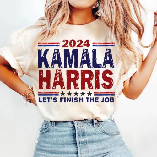 Kamala Harris 2024 Let's Finish the Job Shirt Women's Power Election image 0